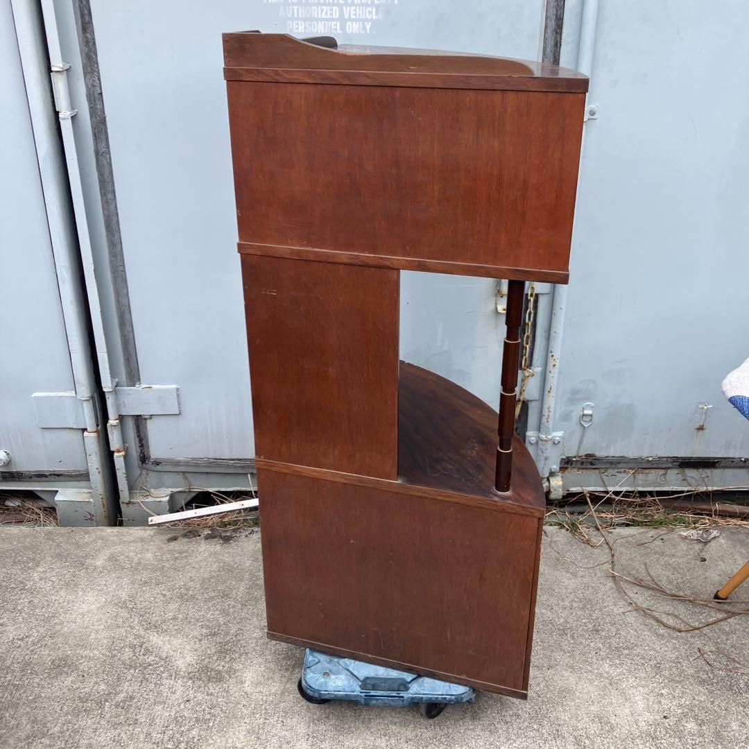 昭和レトロ ミッドセンチュリー 木製コーナーラック 飾り棚 半円型