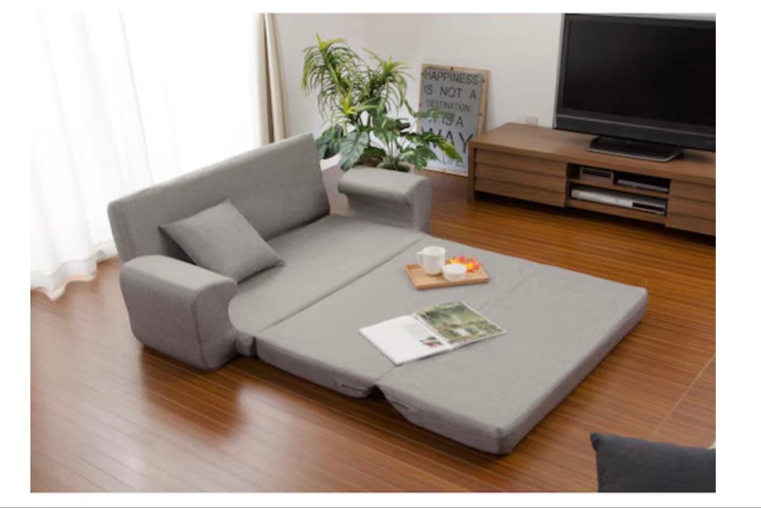 グレー ソファベッド 2人掛け リクライニング