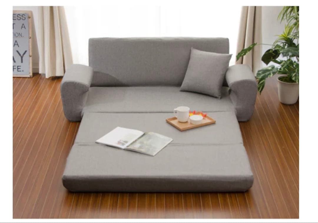 グレー ソファベッド 2人掛け リクライニング