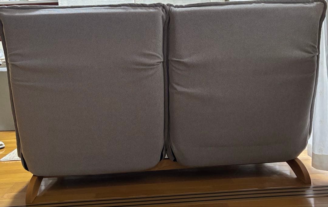 ソファー座椅子　ローソファー　ハイバック　2人掛け　リクライニング機能　グレー