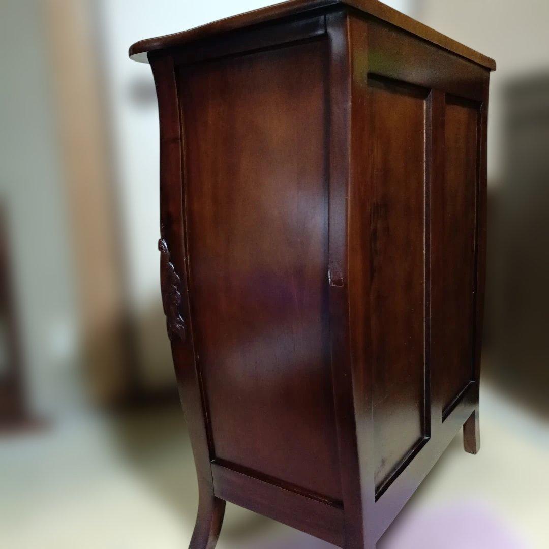 アンティークデザイン革レザー天板 コンソールテーブル 飾り台 木製キャビネット