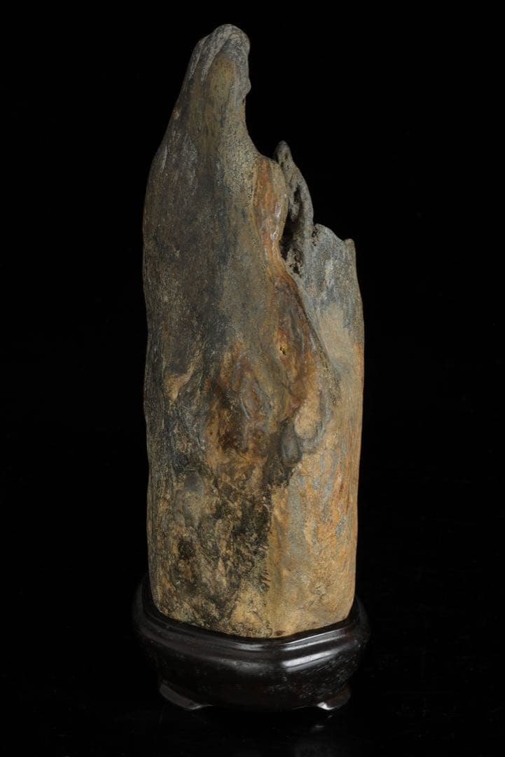 水石 自然石 立石 山景石 台座付 2.5kg 景石 盆景 盆石 飾石 観賞石