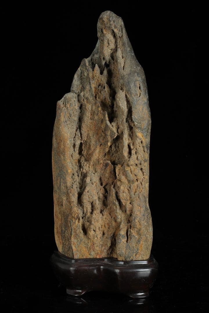 水石 自然石 立石 山景石 台座付 2.5kg 景石 盆景 盆石 飾石 観賞石