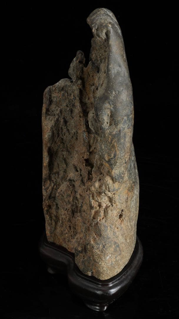 水石 自然石 立石 山景石 台座付 2.5kg 景石 盆景 盆石 飾石 観賞石