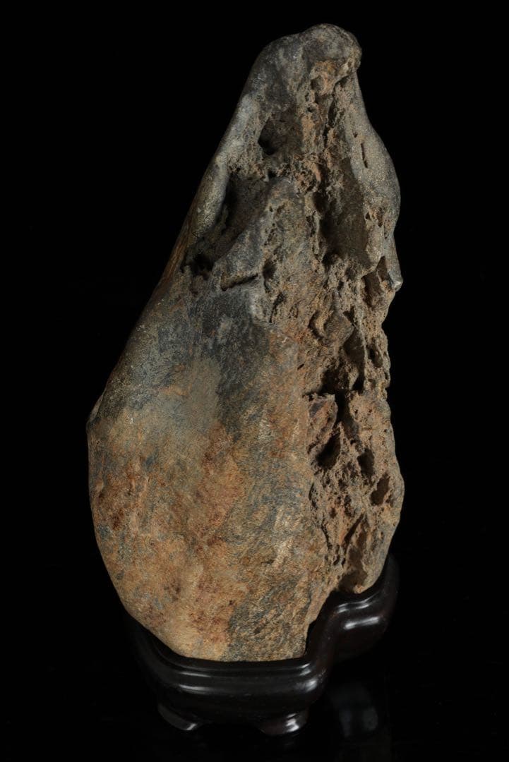 水石 自然石 立石 山景石 台座付 2.5kg 景石 盆景 盆石 飾石 観賞石