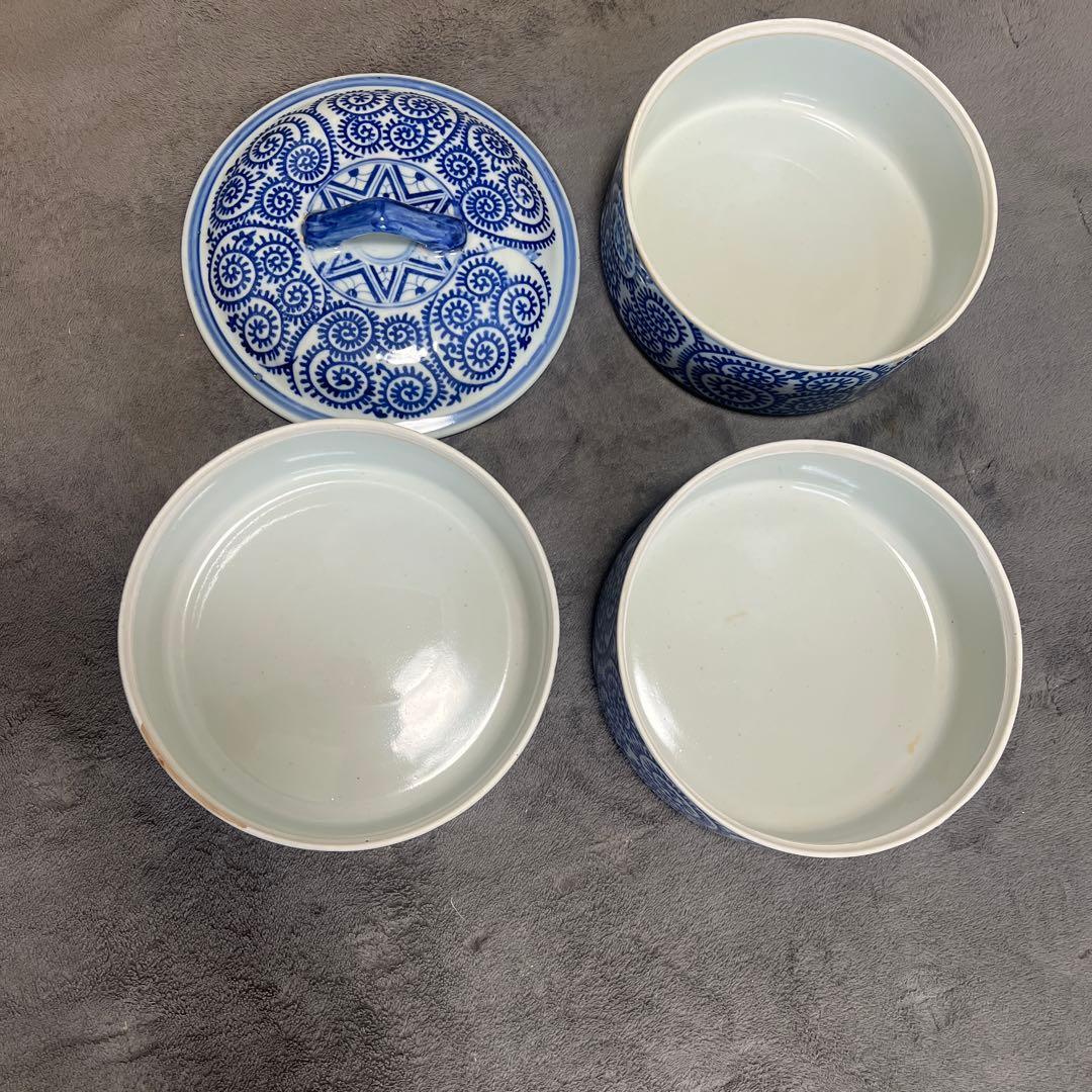 古伊万里 三段重 染付 蛸唐草 麒麟図 江戸中期から後期 - 食器