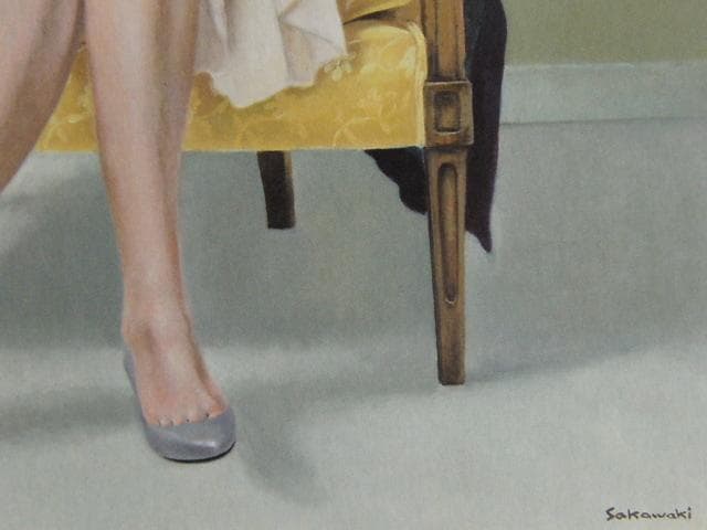 阪脇郁子、【Thoughtful】、希少な限定額装用画集画、新品高級額 額装