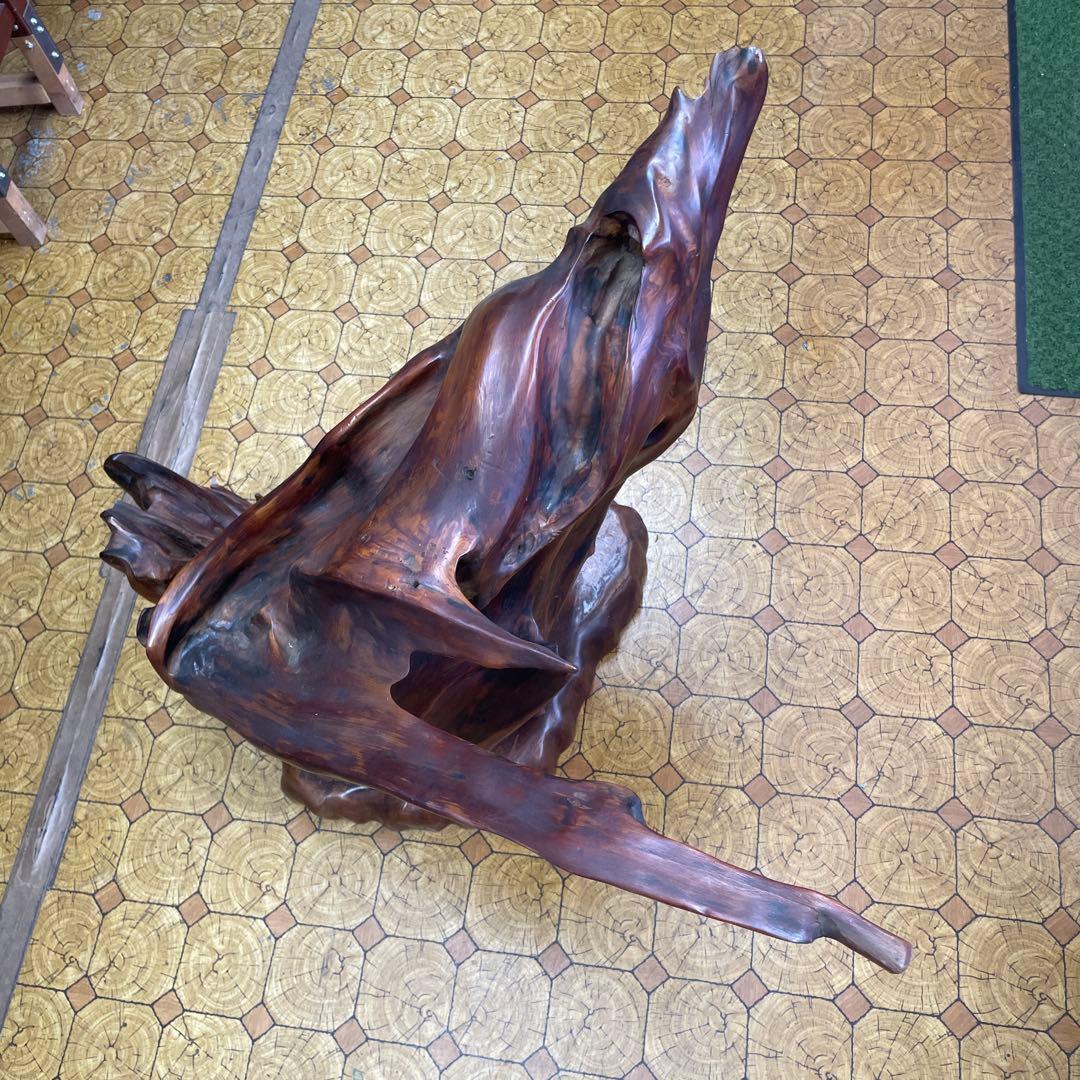 屋久杉 ダークブラウン 木製彫刻 自然形状