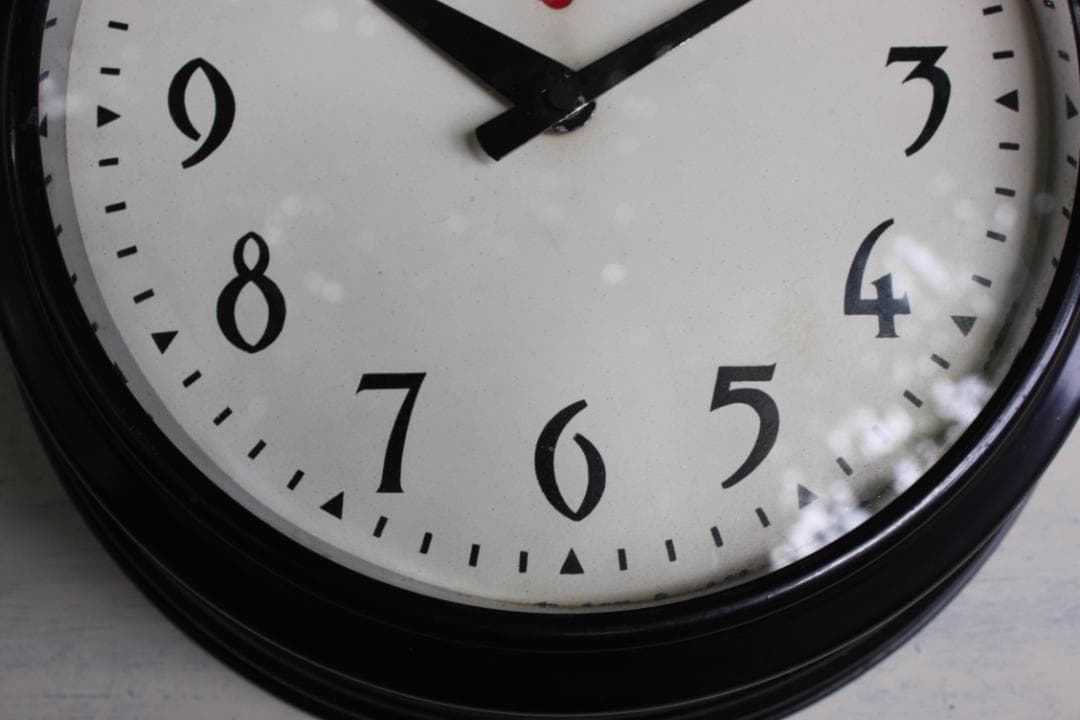 インダストリアル 静音 アンティーク 丸型 電池式 クオーツ改造 動作品