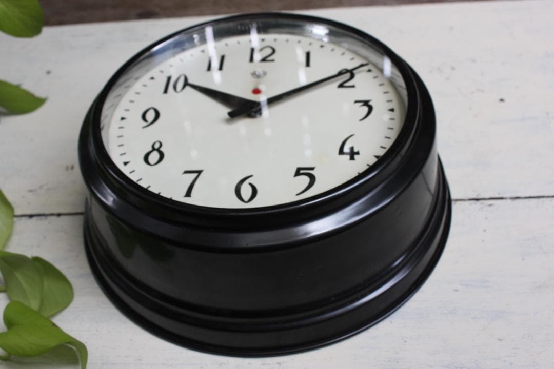 インダストリアル 静音 アンティーク 丸型 電池式 クオーツ改造 動作品