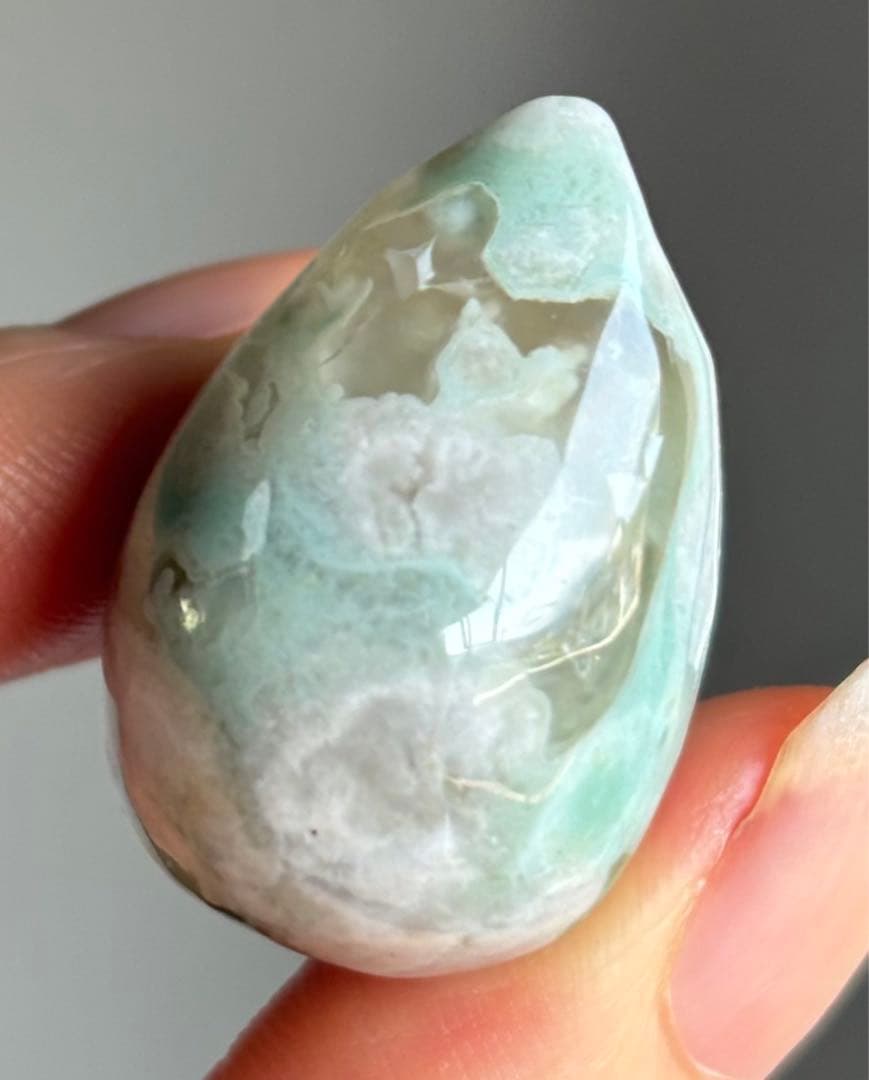 Ruby様　高品質　グリーン桜瑪瑙　スフィア　桃