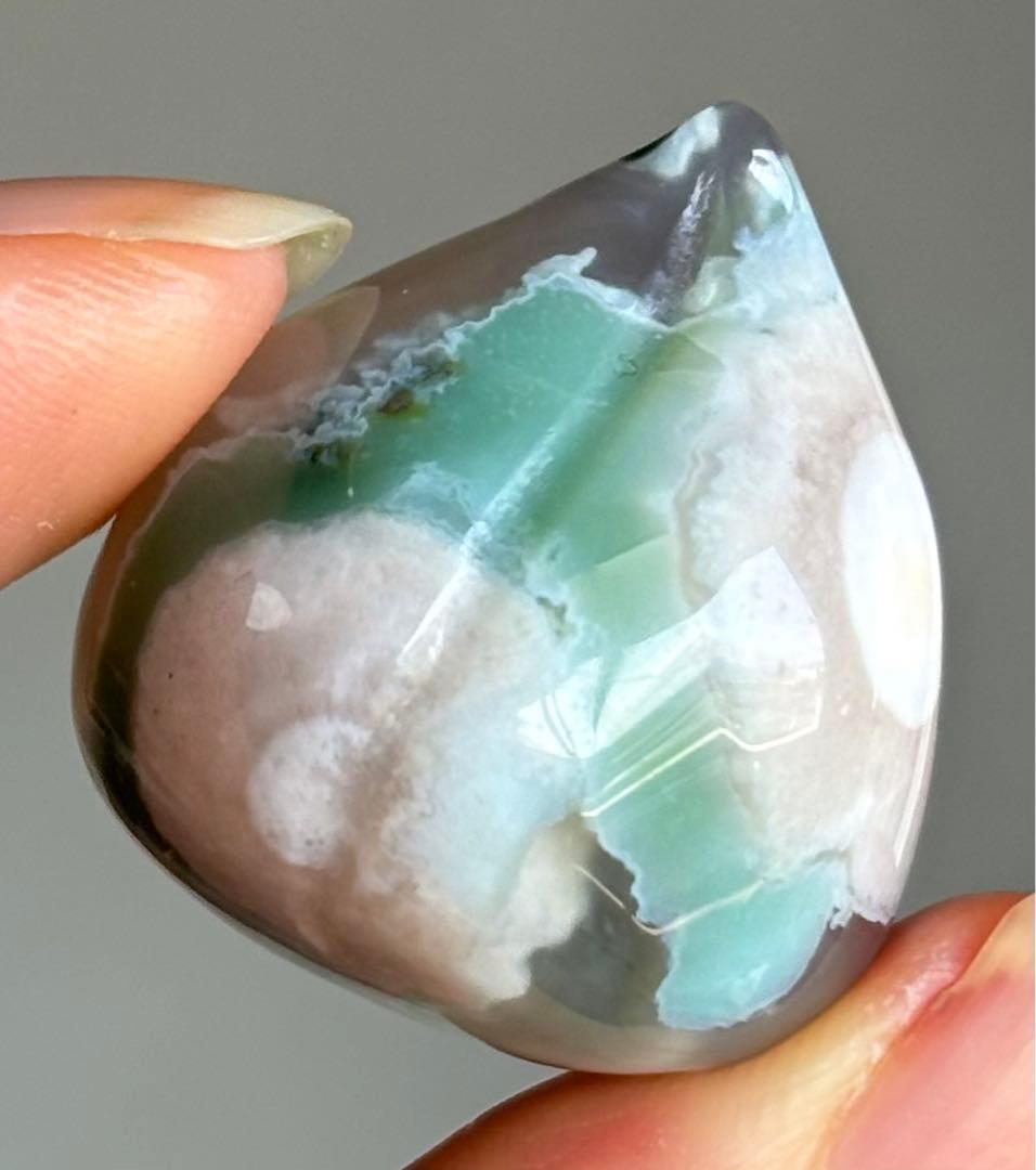 Ruby様　高品質　グリーン桜瑪瑙　スフィア　桃