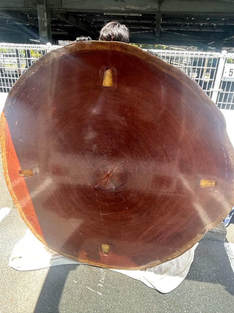 一枚板座卓　紫檀　丸テーブル　ダイニングテーブル