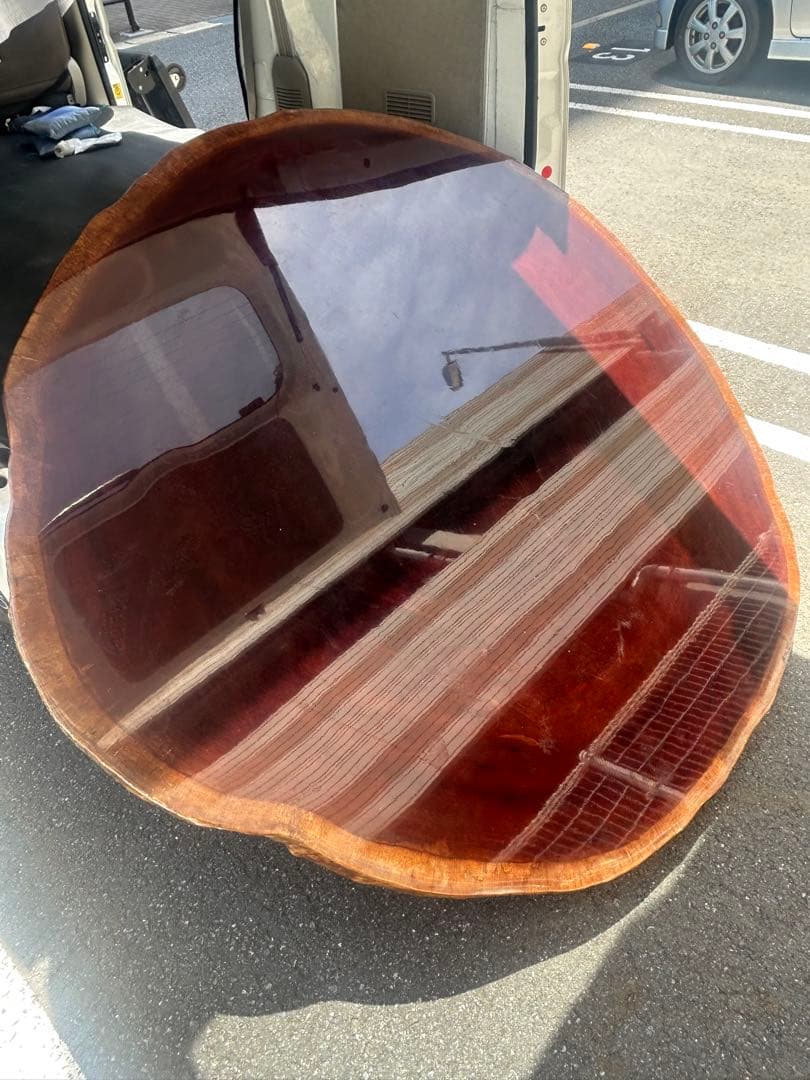 一枚板座卓　紫檀　丸テーブル　ダイニングテーブル