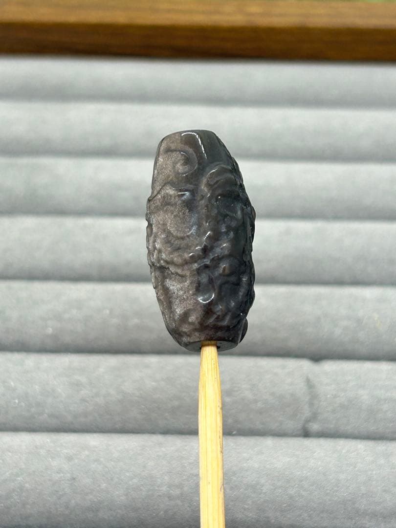 天然石シルバーオブシディアンパーツ　ドラゴン天珠　No.2215