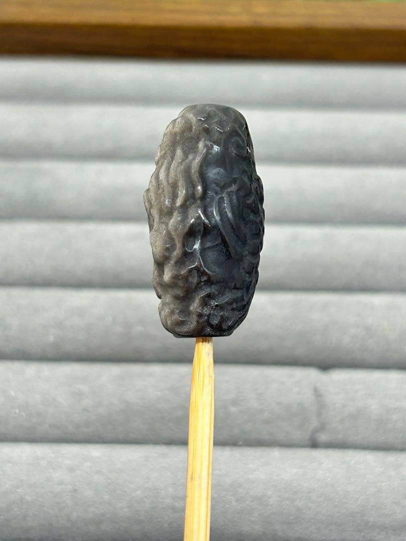 天然石シルバーオブシディアンパーツ　ドラゴン天珠　No.2215