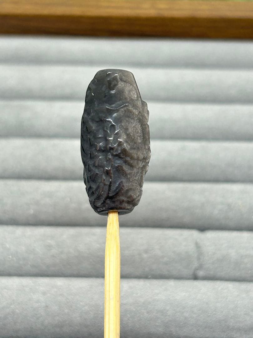 天然石シルバーオブシディアンパーツ　ドラゴン天珠　No.2215