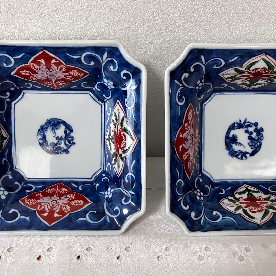 有田焼 源右衛門窯 染錦 隅切角鉢 向付 - メルカリ