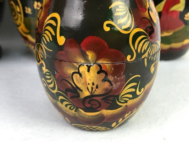 大きなマトリョーシカ人形① 10体セット　ロシア　レトロ　黒