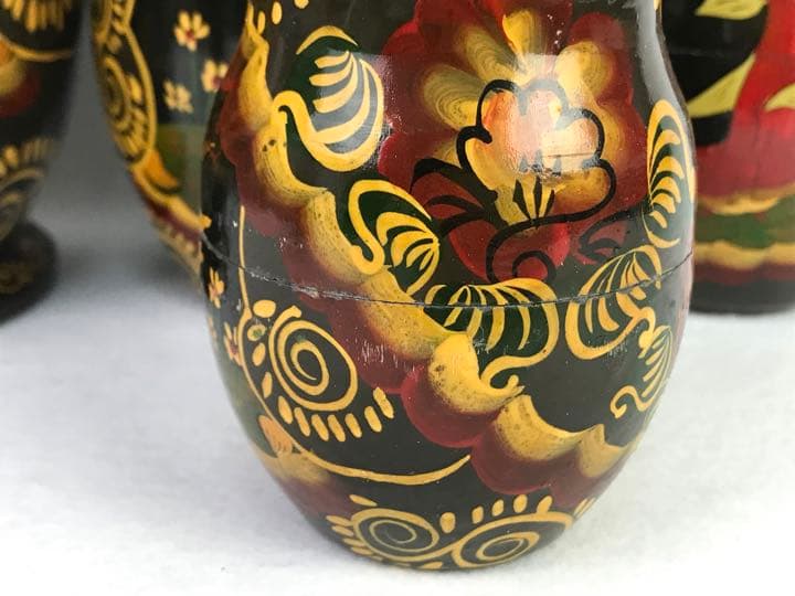 大きなマトリョーシカ人形① 10体セット　ロシア　レトロ　黒