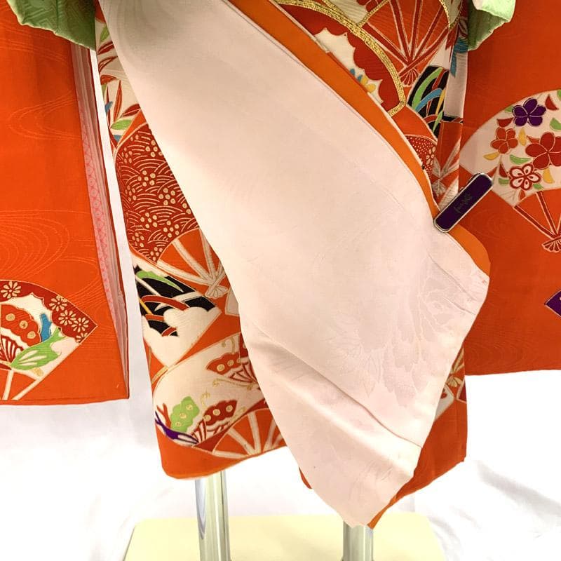 502ag32■七五三 節句 七歳 女児 着物&被布&長襦袢 扇■状態良好