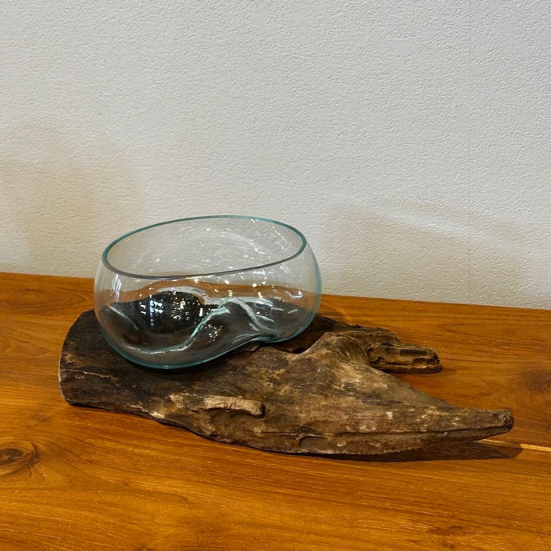 バリ島流木ガラス　w32×d17×h10cm 水槽　アクアリウムメダカ水槽809