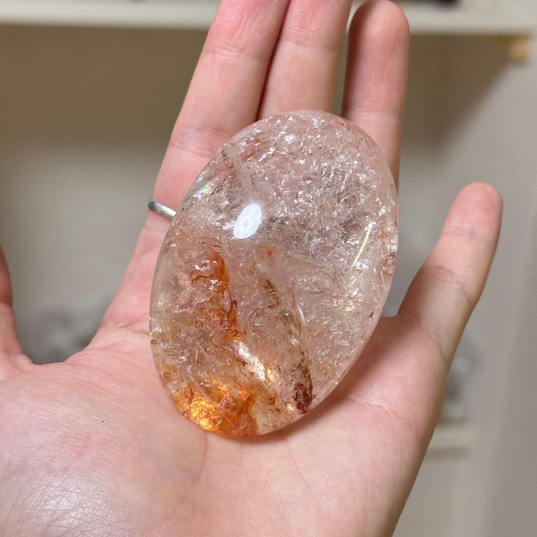 ファイヤクォーツ　握り石　125g NO.395