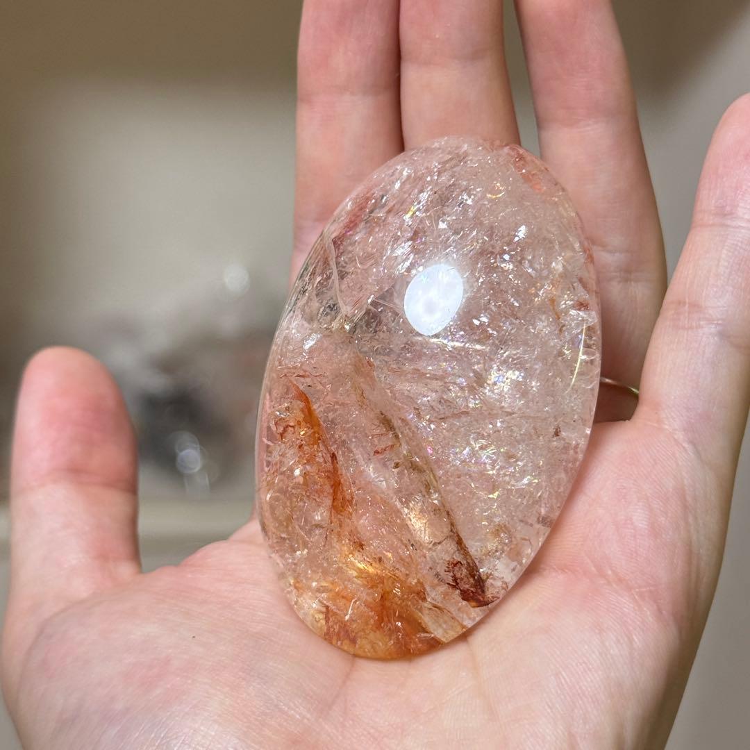 ファイヤクォーツ　握り石　125g NO.395