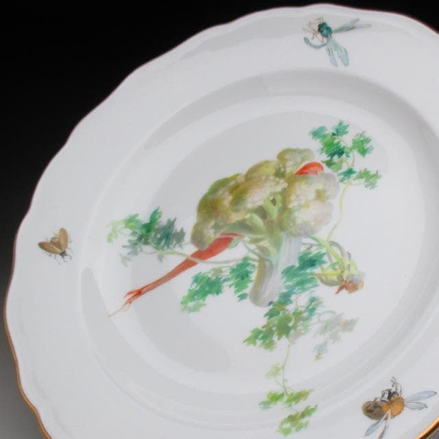マイセン 野菜絵 プレート 25cm アンティーク 19世紀 一級品