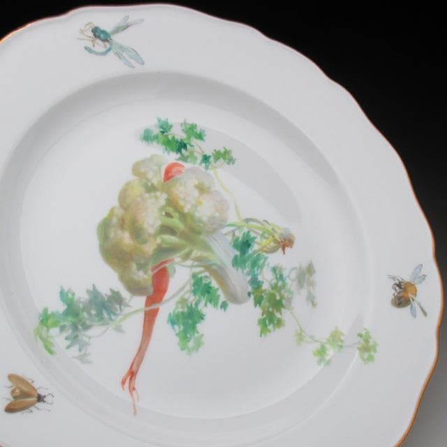 マイセン 野菜絵 プレート 25cm アンティーク 19世紀 一級品