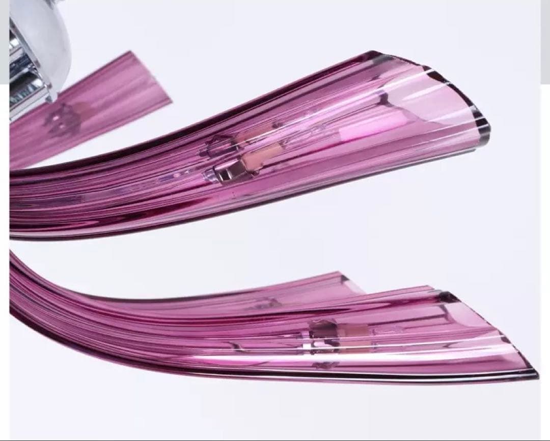 パープルガラスのシャンデリア 6灯G9L e d電球付き