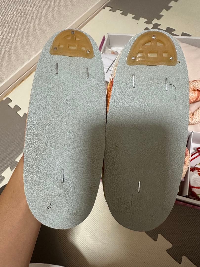 七五三 着物セット 花柄 オレンジ ピンク 黄色　3歳 被布 髪飾り かんざし