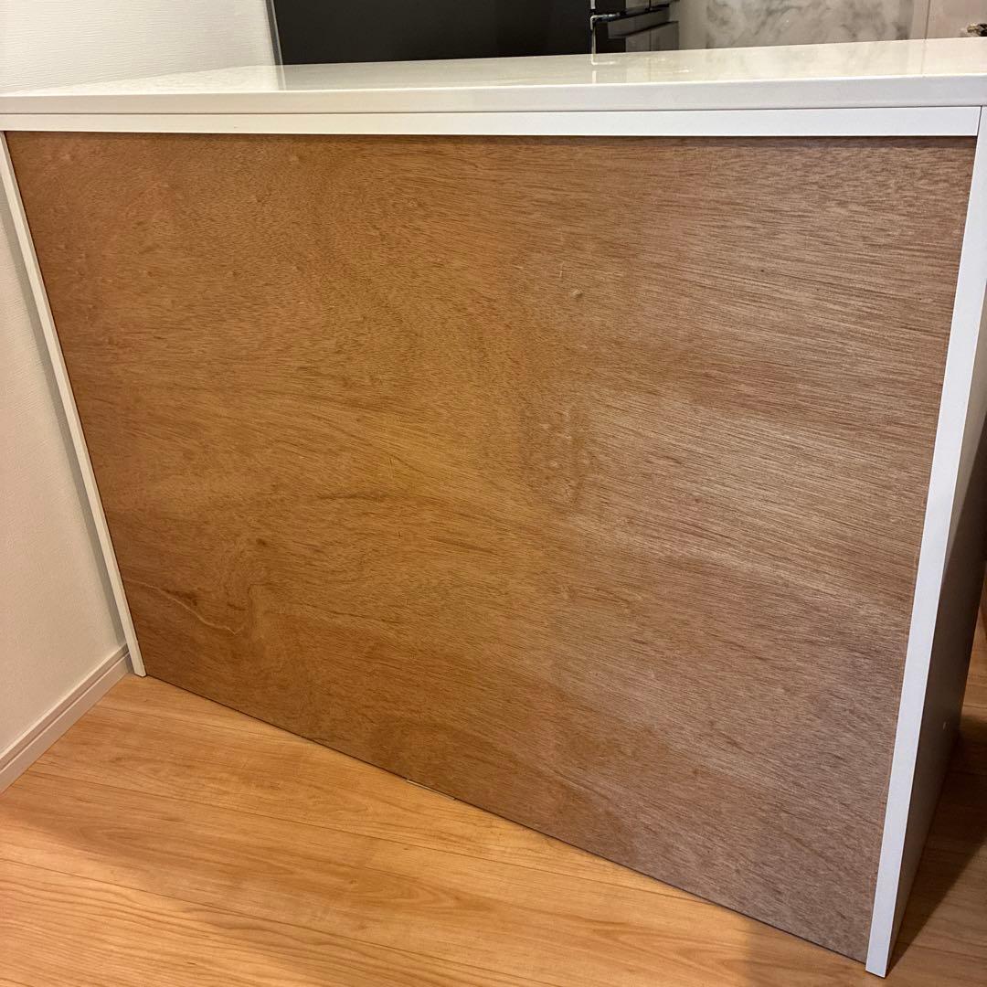 AYANOホワイト木製食器棚 スライド扉付き