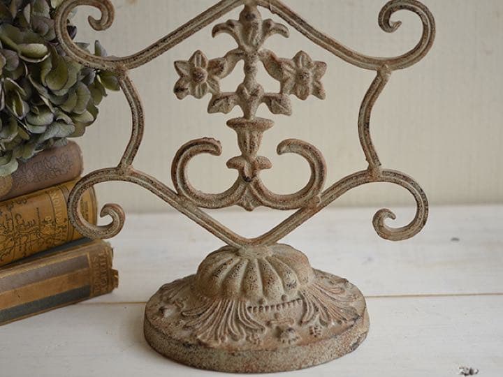 アメリカアンティーク☆フラワーモチーフ透かし模様スタンドミラー