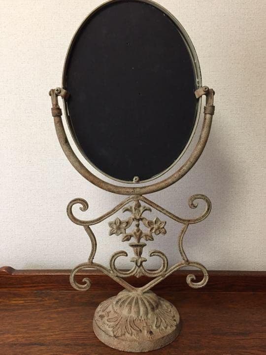 アメリカアンティーク☆フラワーモチーフ透かし模様スタンドミラー