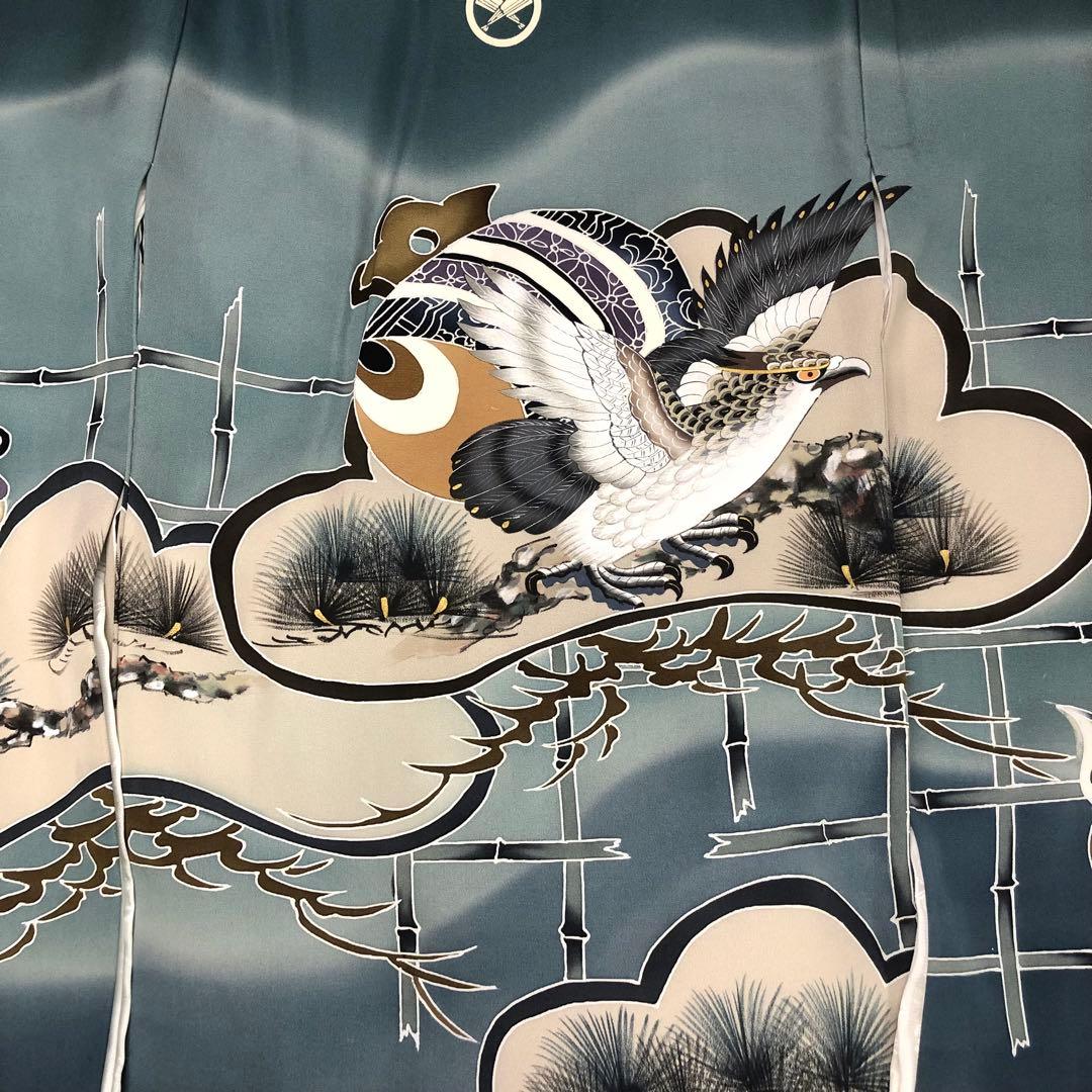 子供着物 お宮参り 七五三 祝着 襦袢付 松に鷲 龍 青海波 CK-7387