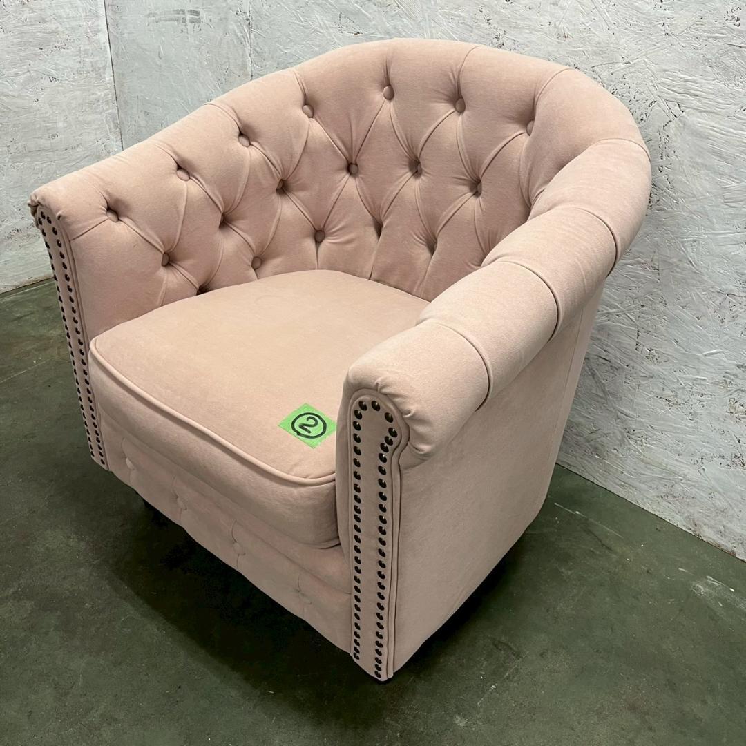 チェスターフィールド 1人掛けソファ ピンク VINCENT ② A0607