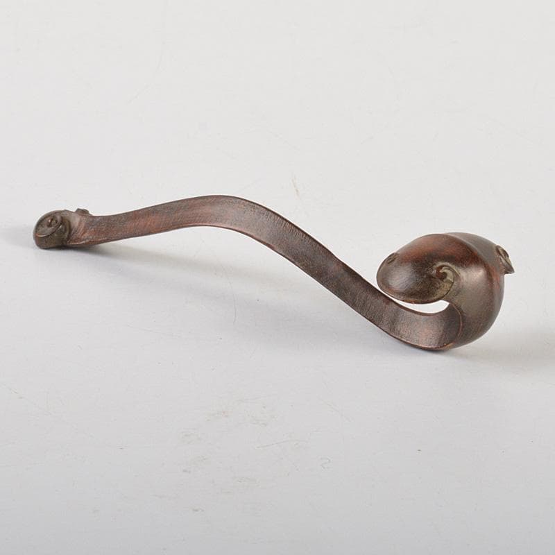 中国　唐木紅木彫刻　如意　置物　C　6694E