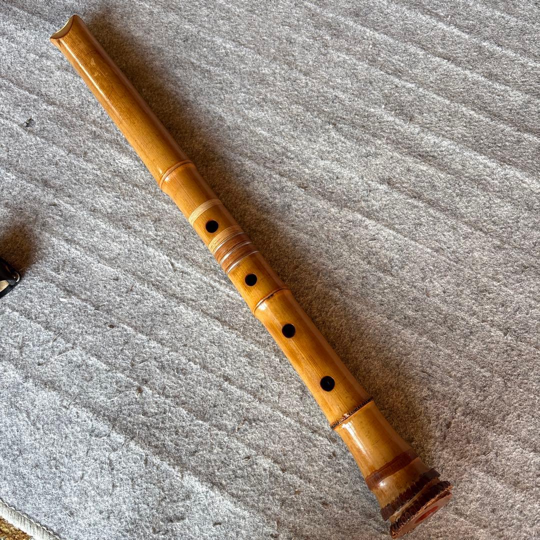 253⭐️尺八　一尺八寸管　真山銘三印歌口白金巻き