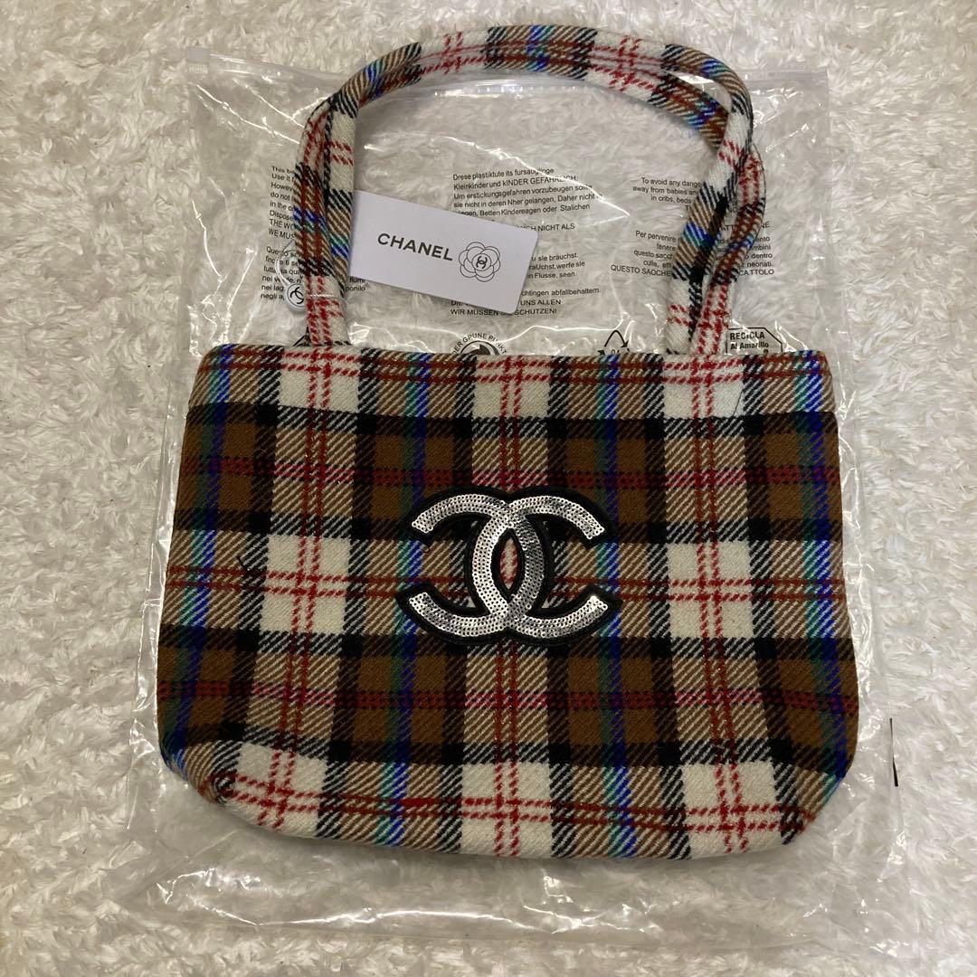 CHANEL チェックトートバッグ　スパンコール