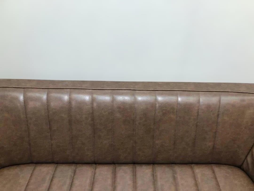 送料無料 2人掛けソファ レザー調 インテリアショップ カフェ風　112925