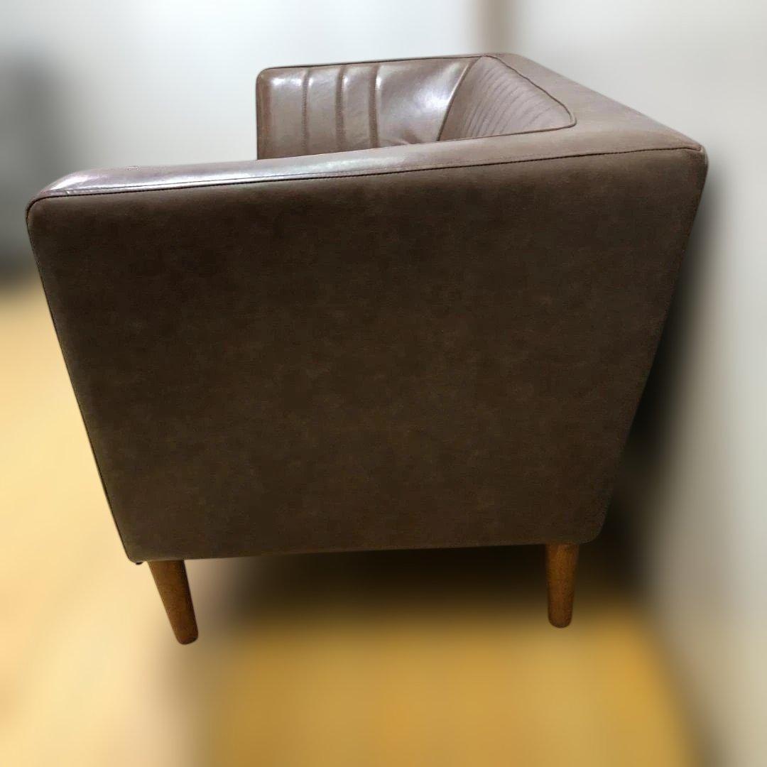 送料無料 2人掛けソファ レザー調 インテリアショップ カフェ風　112925