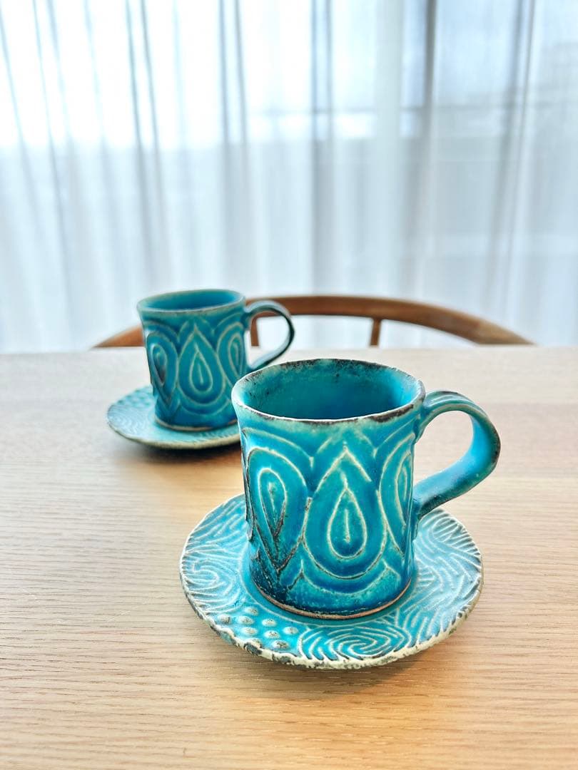 笠間焼 ターコイズブルー カップ＆プレートセット - メルカリ