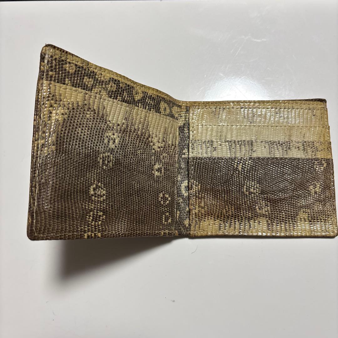 ORIGINAL SNEKE ヘビ革 二つ折り財布 ブラウン