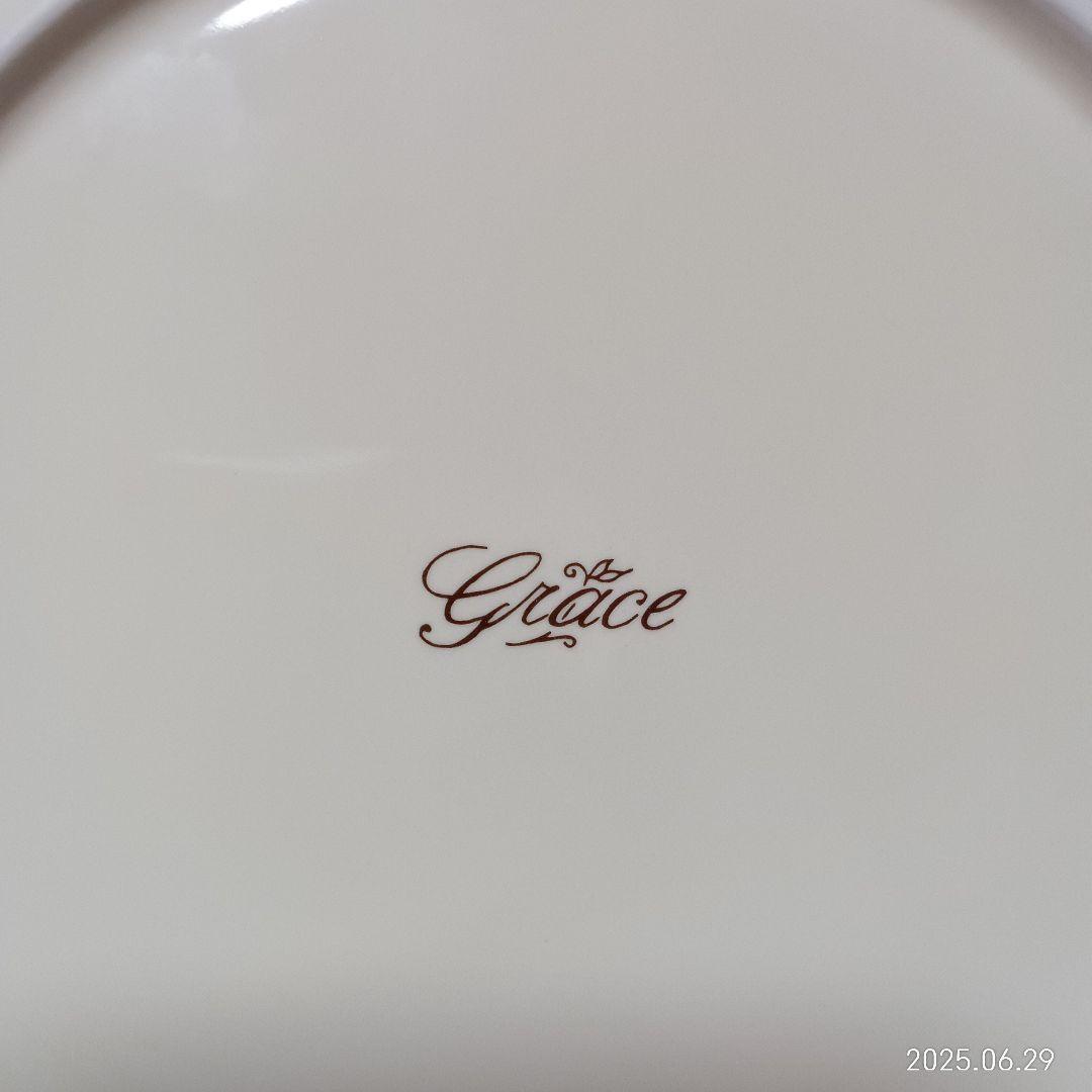 GRACE イマン ダイアナローズピンク花柄陶器皿6枚セット 19.5cm