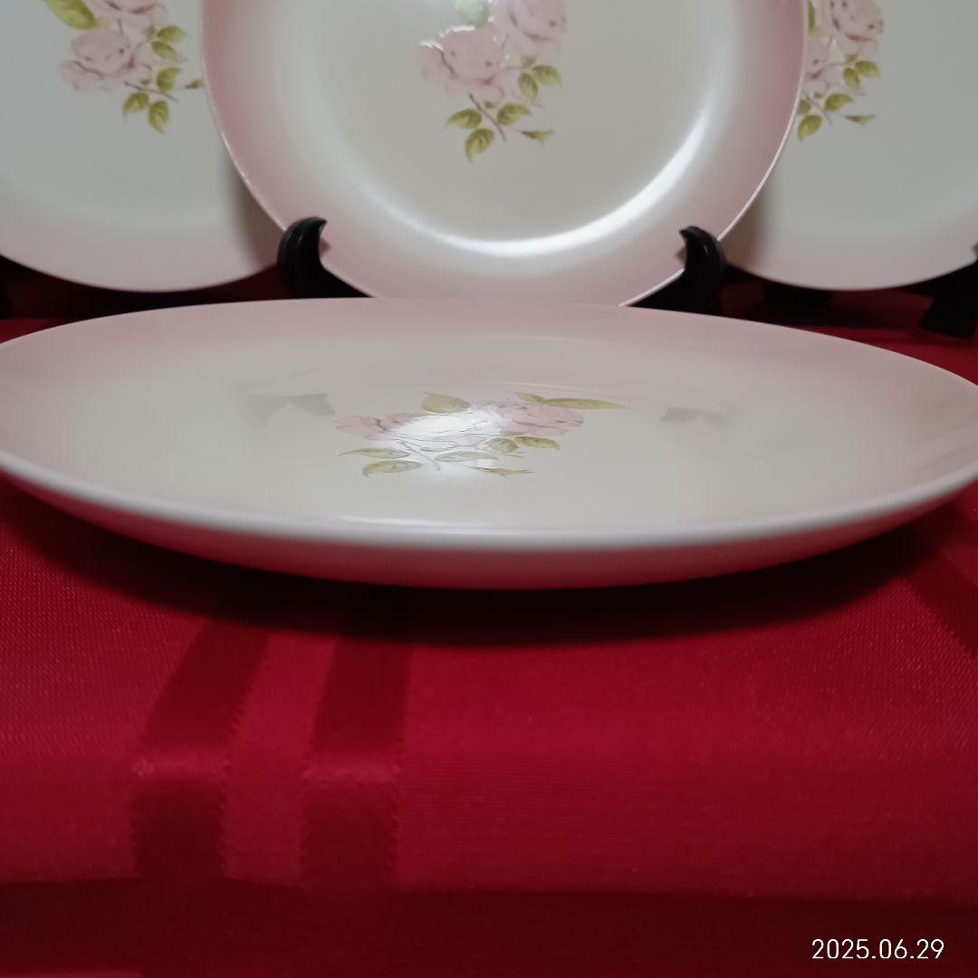 GRACE イマン ダイアナローズピンク花柄陶器皿6枚セット 19.5cm