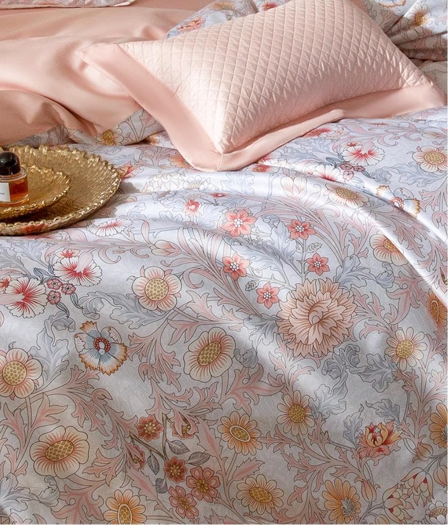 オーダーメイド可 エジプト超長綿 高品質 600TC サーモンピンク 花柄 模様