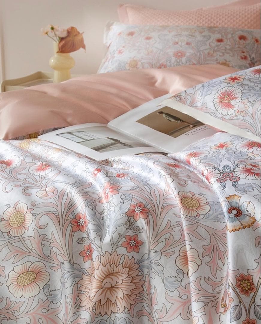 オーダーメイド可 エジプト超長綿 高品質 600TC サーモンピンク 花柄 模様