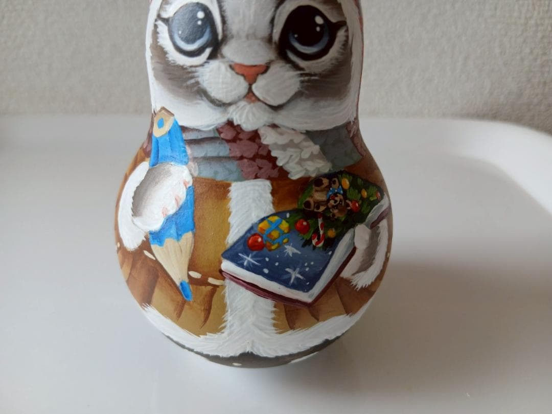 【CBT110】10cm級 おきあがりこぼし(大) スベトラーナ ぼんぼりねこ