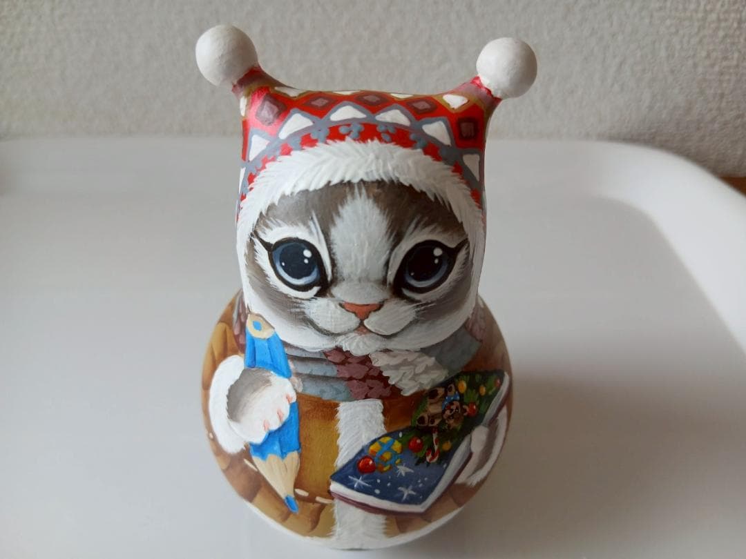 【CBT110】10cm級 おきあがりこぼし(大) スベトラーナ ぼんぼりねこ